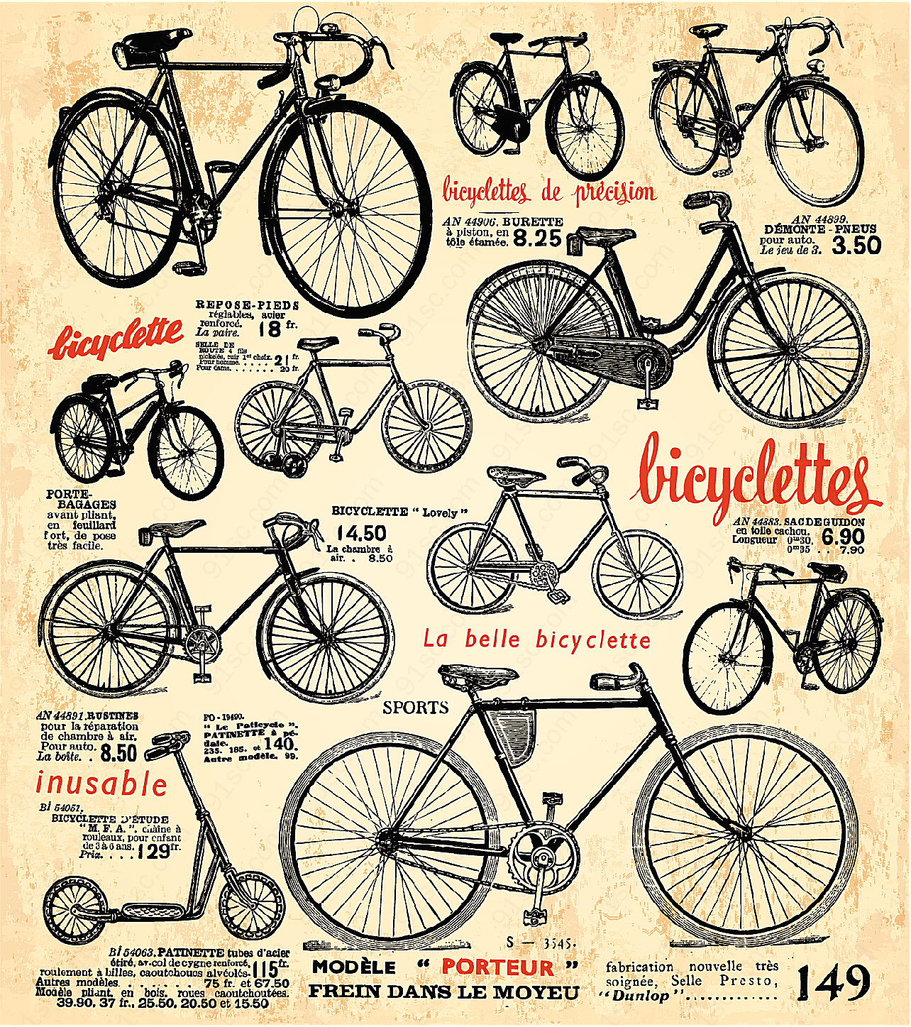 复古自行车海报平面广告