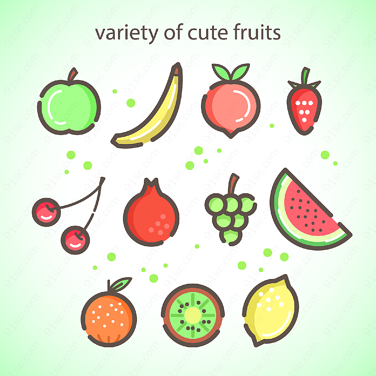 可爱水果设计矢量矢量水果