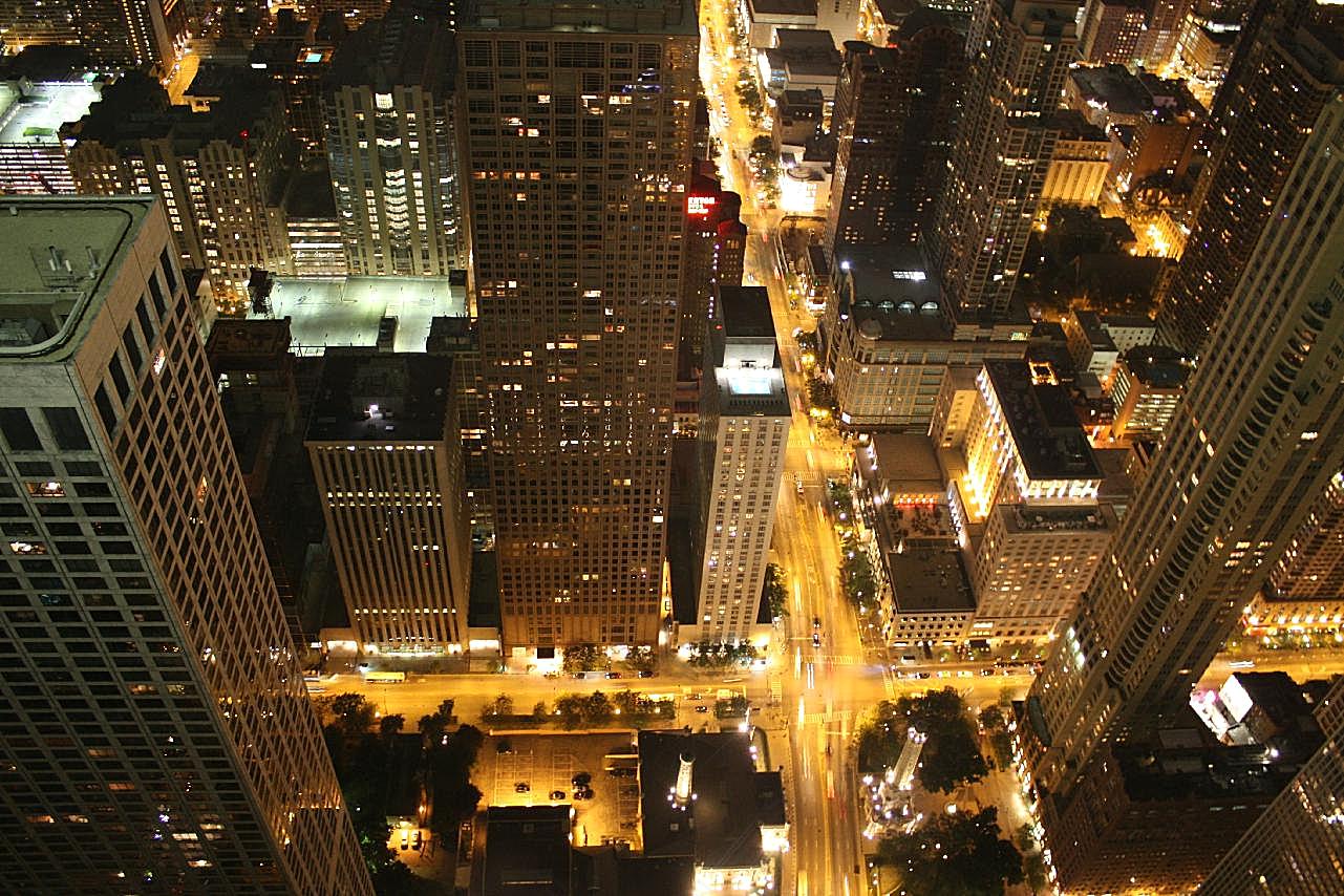 芝加哥城市夜景俯瞰图城市景观