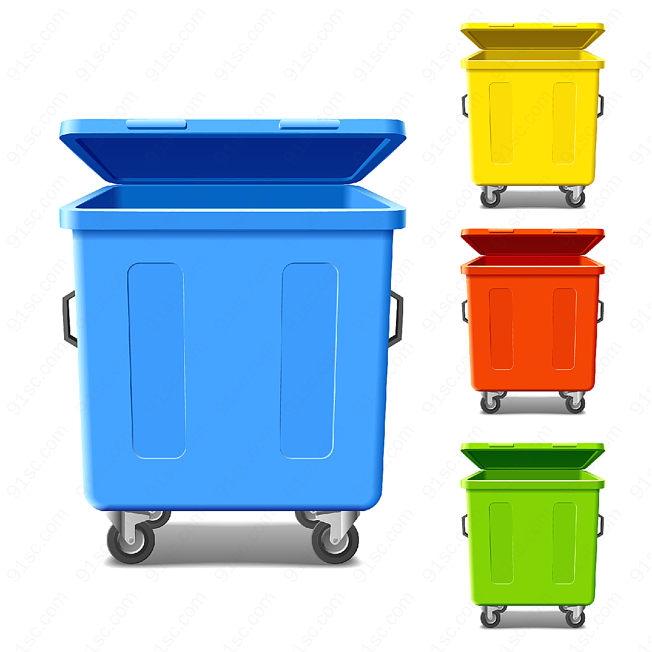彩色滚轮垃圾桶矢量生活其它