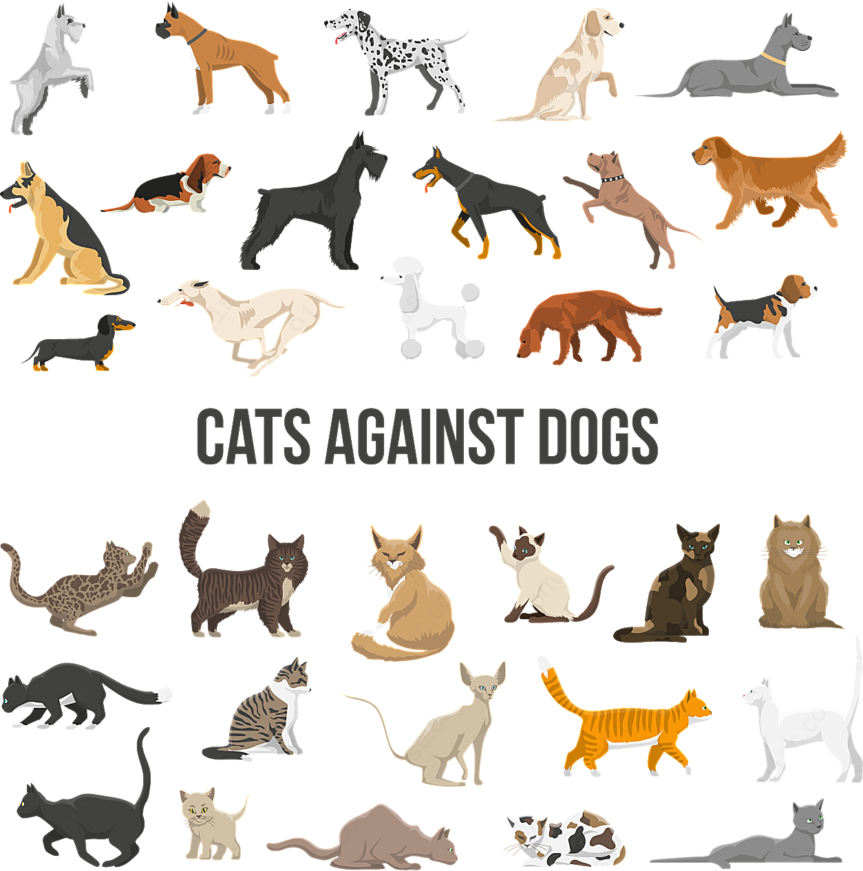 猫狗造型图标矢量家禽家畜