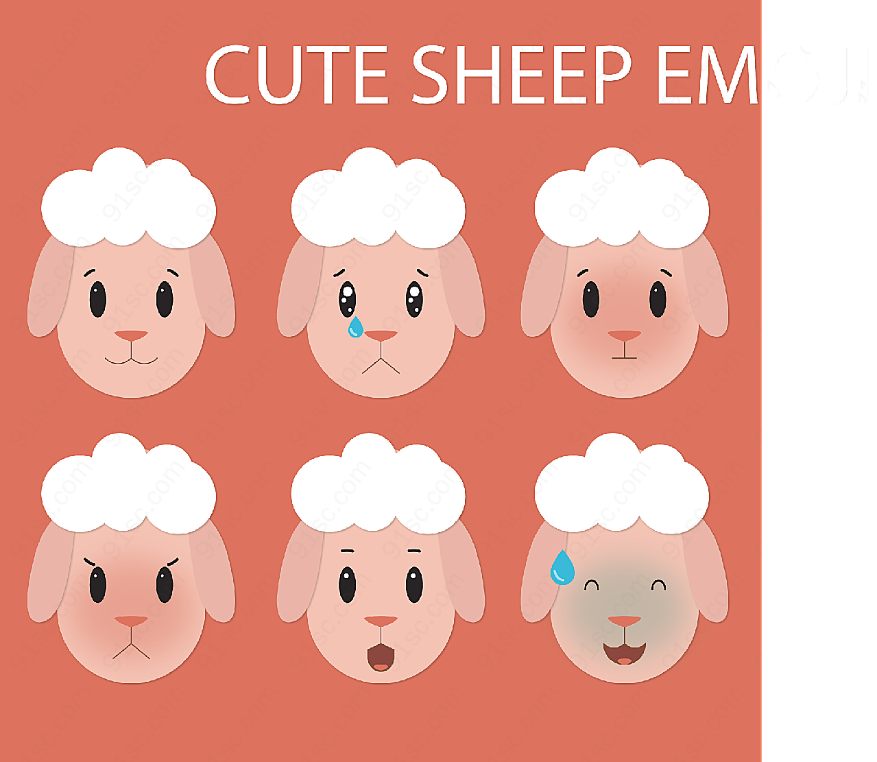 绵羊头像表情动物动物动物矢量卡通动物
