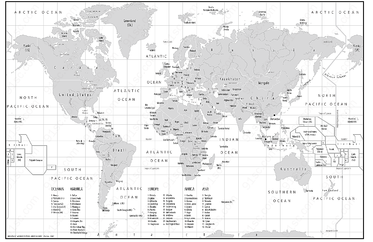 世界区域图矢量地图