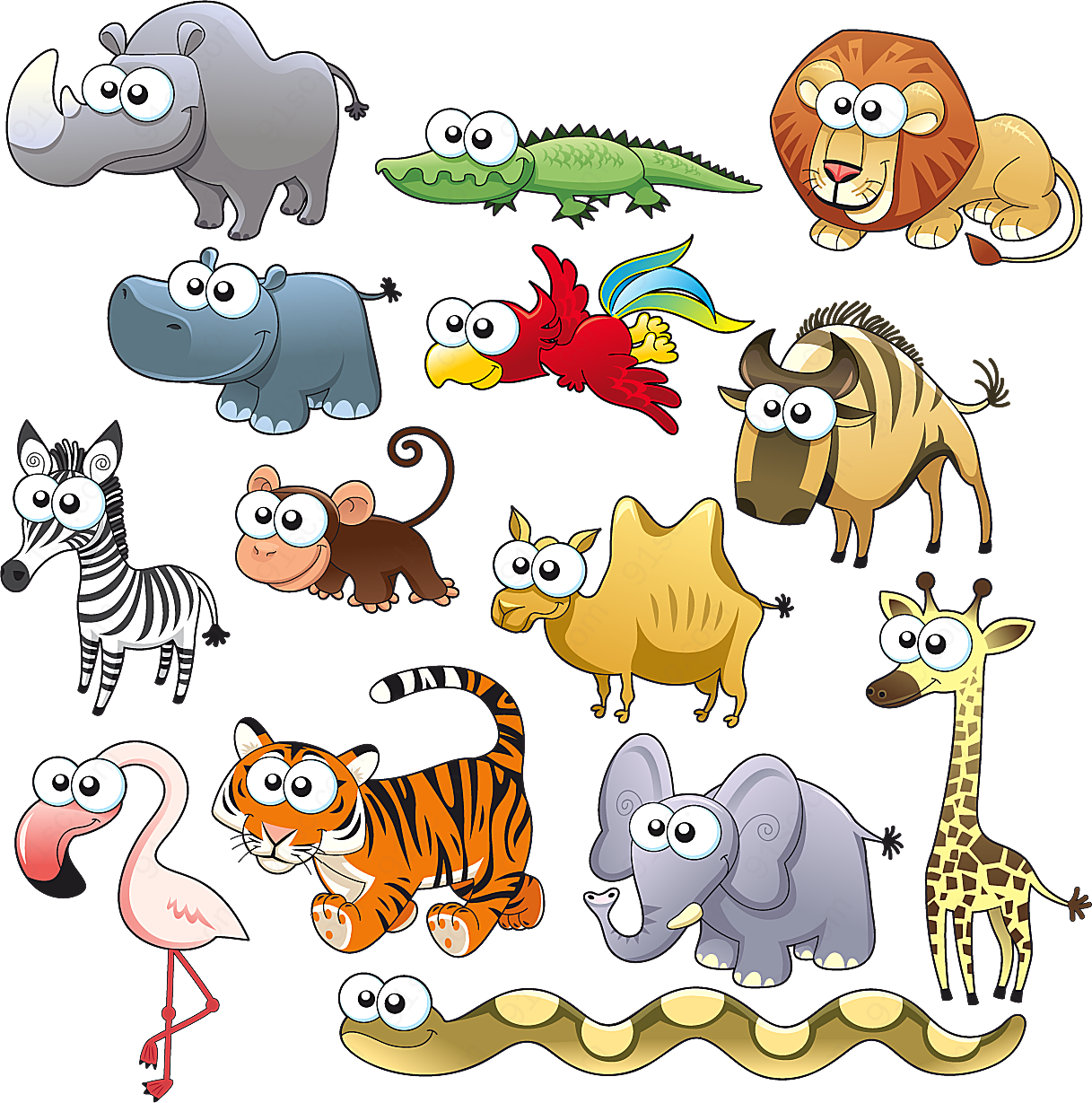 可爱的卡通动物动物动物矢量卡通动物