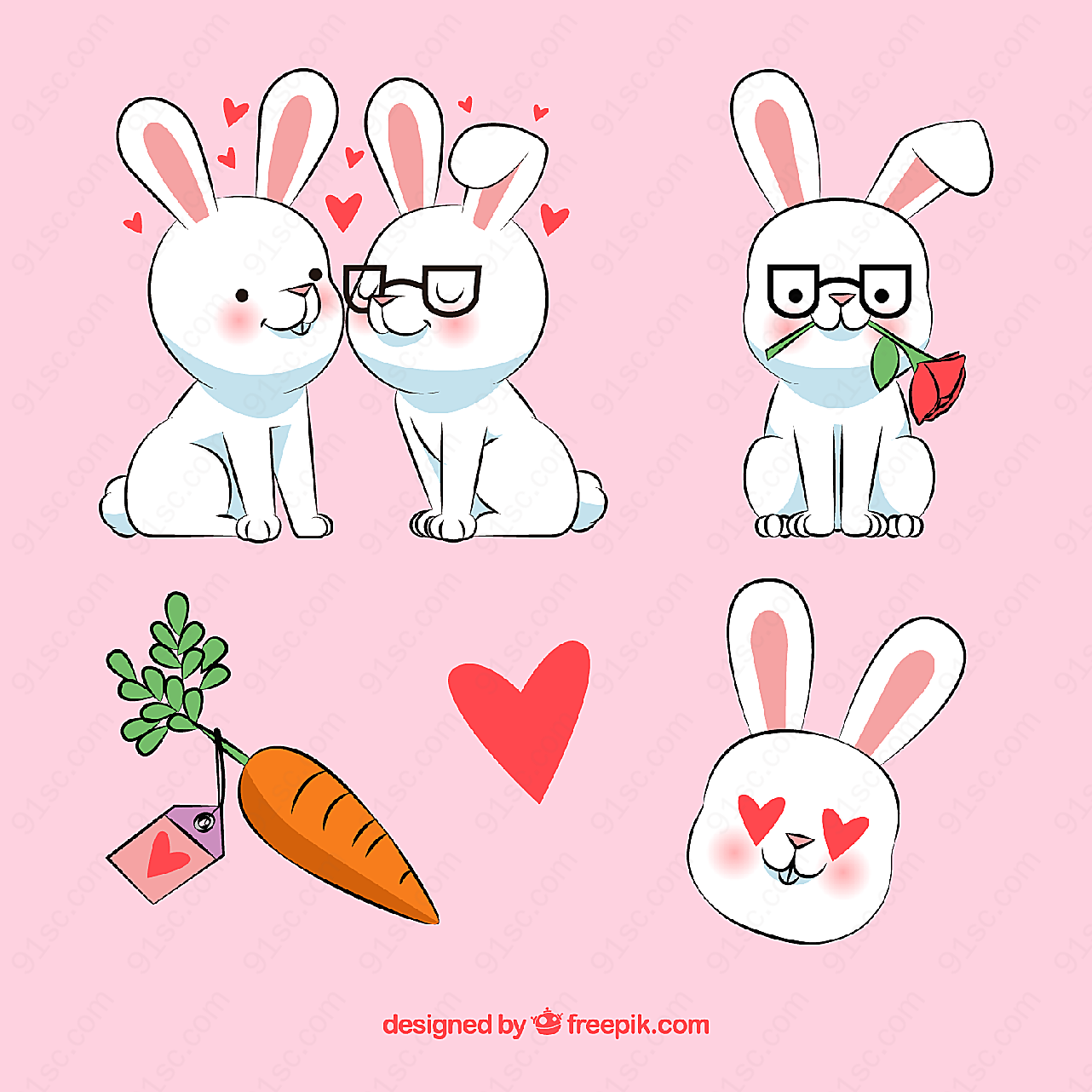 可爱白兔设计矢量卡通动物
