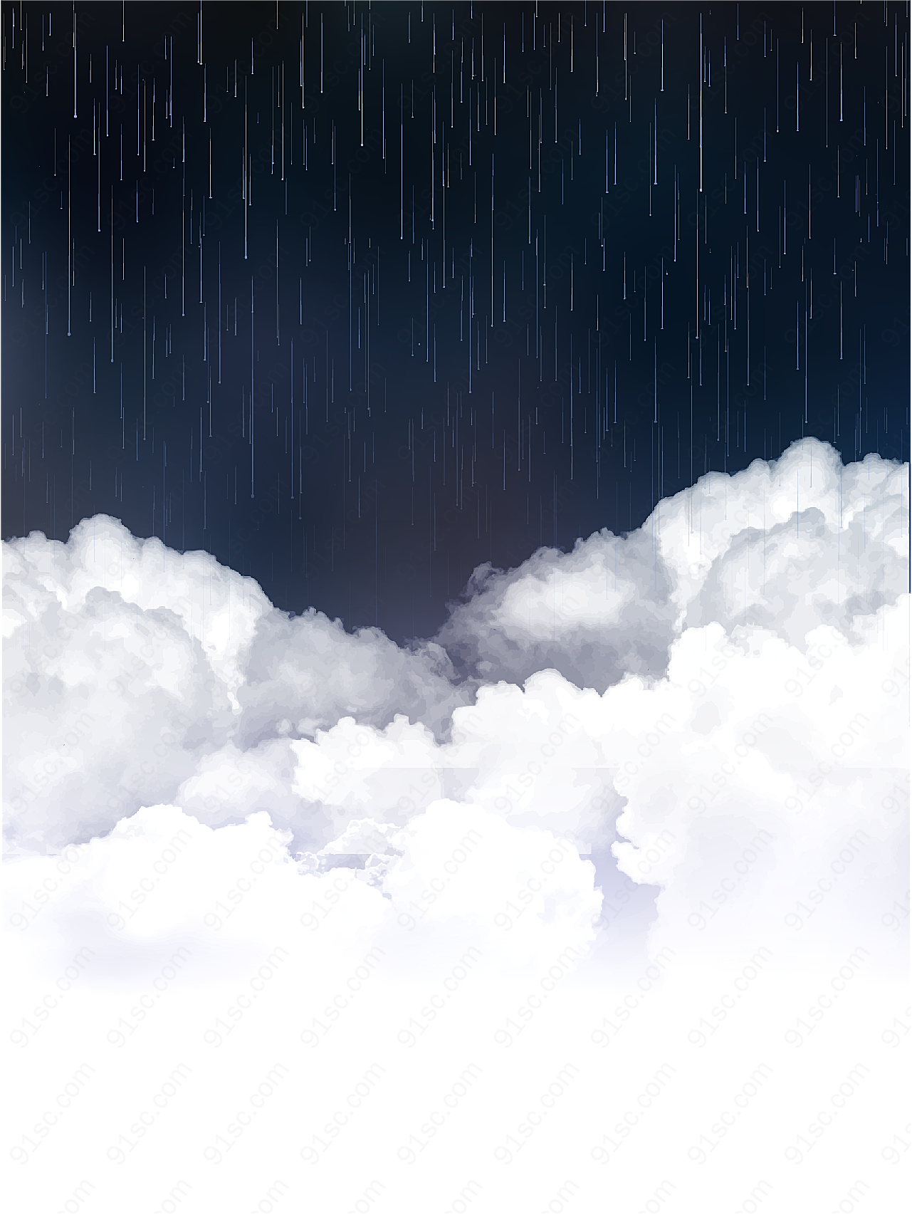 云层上的瓢泼大雨矢量自然元素