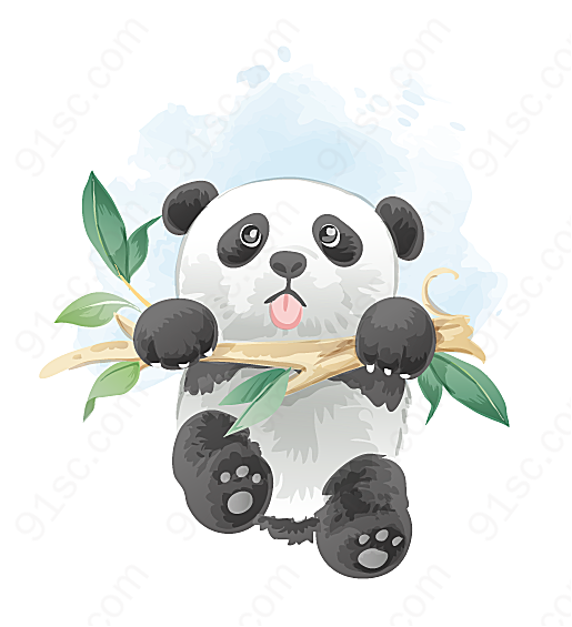 攀树枝的熊猫矢量野生动物