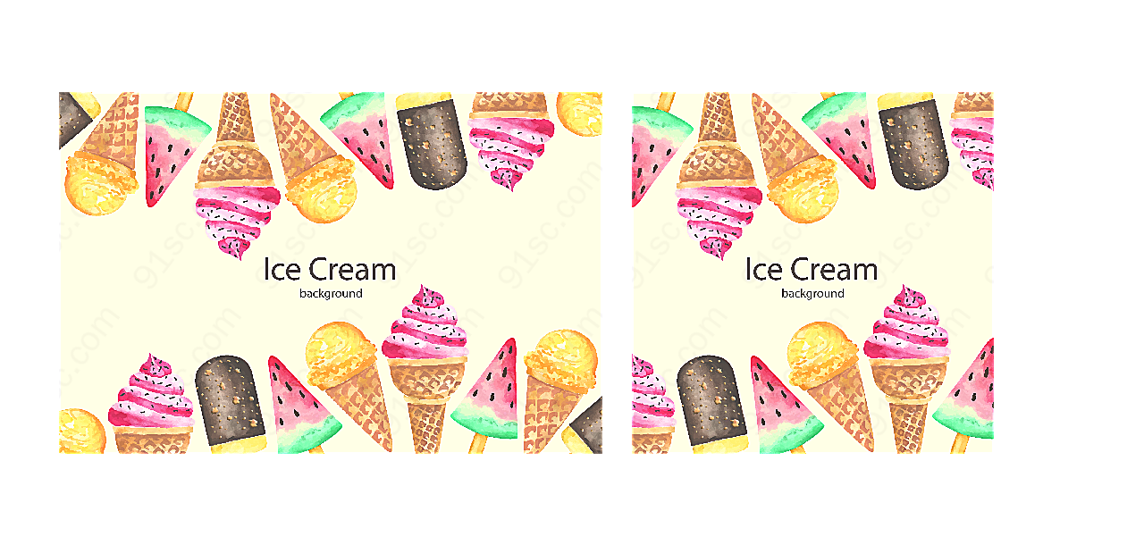 彩绘冰淇淋框架矢量美食