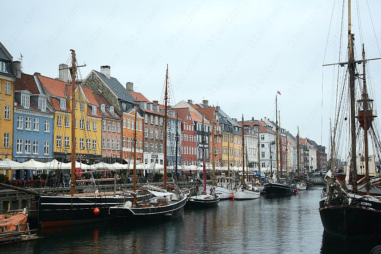 哥本哈根港口船只图片交通工具