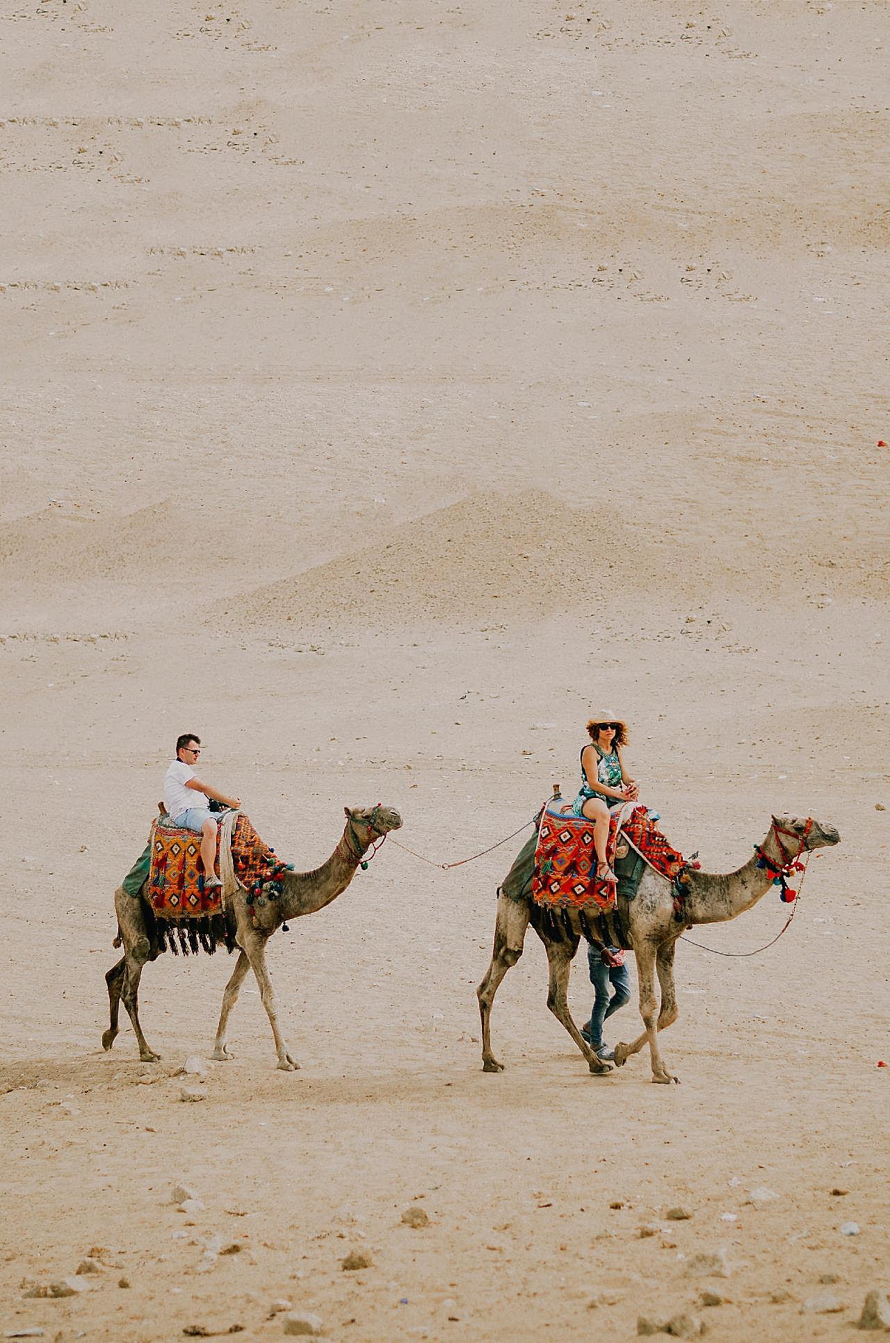 游客沙漠骑骆驼图片人物