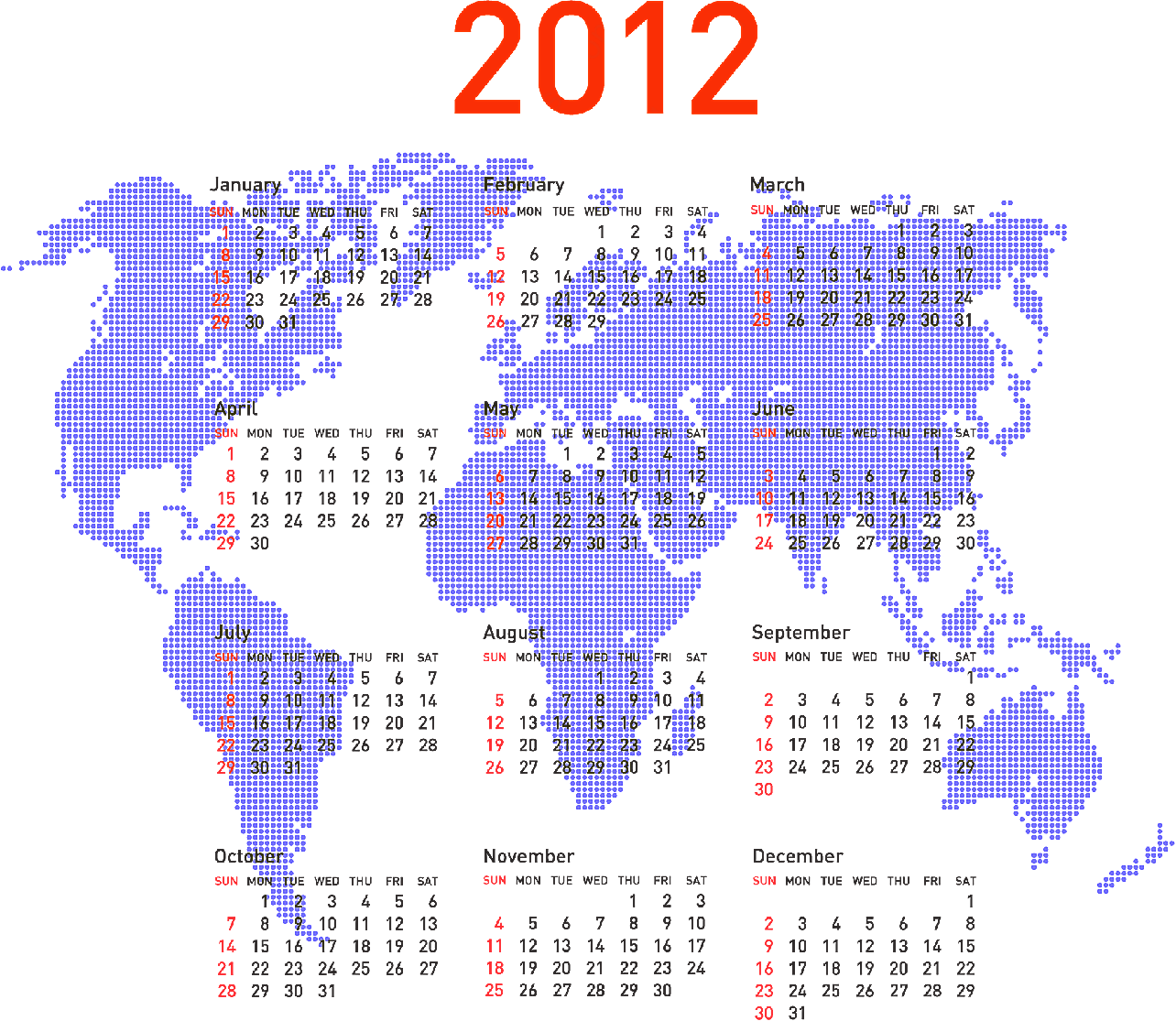 2012地图年历矢量节日其它