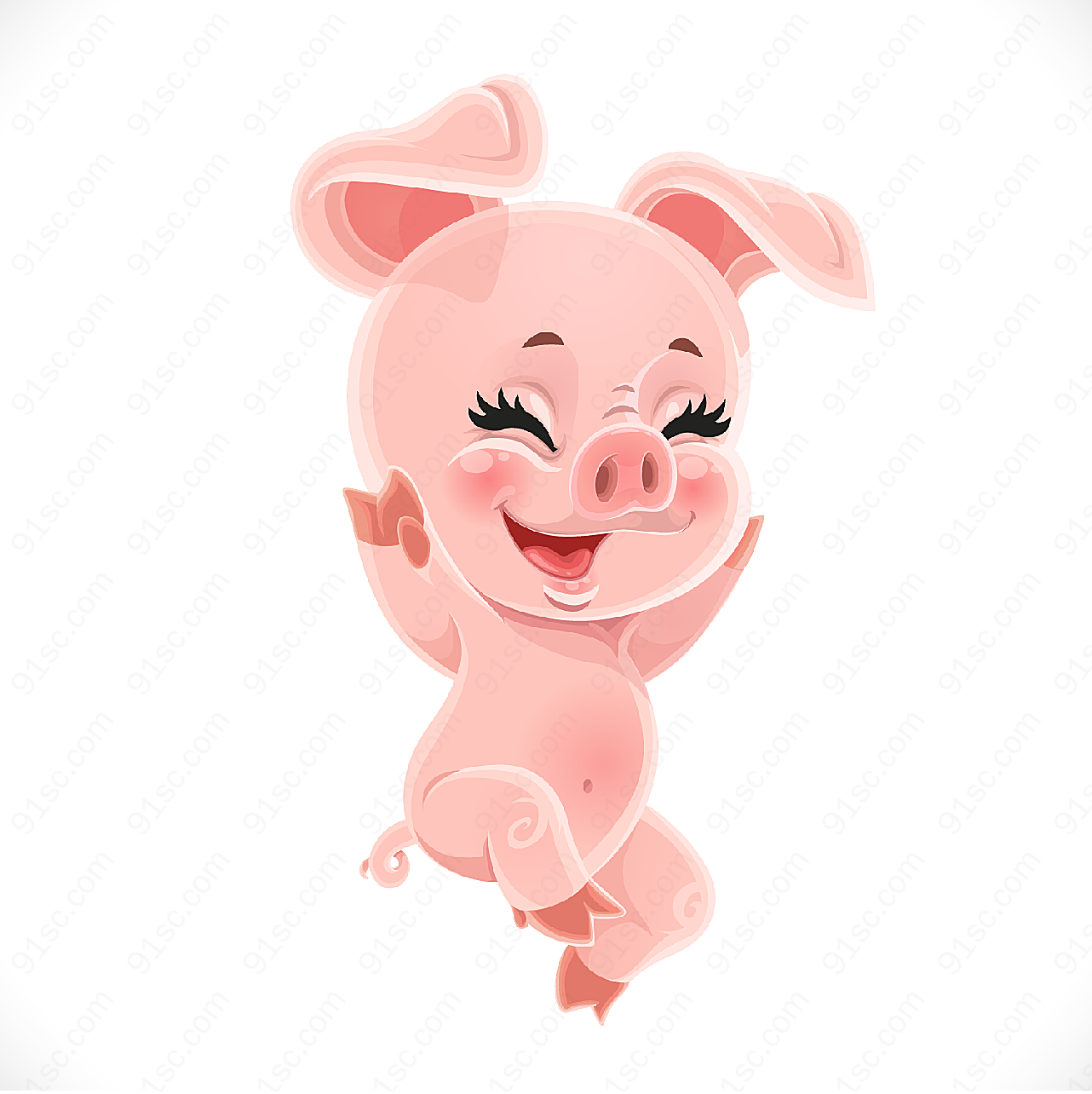 粉红猪卡通角色矢量卡通动物