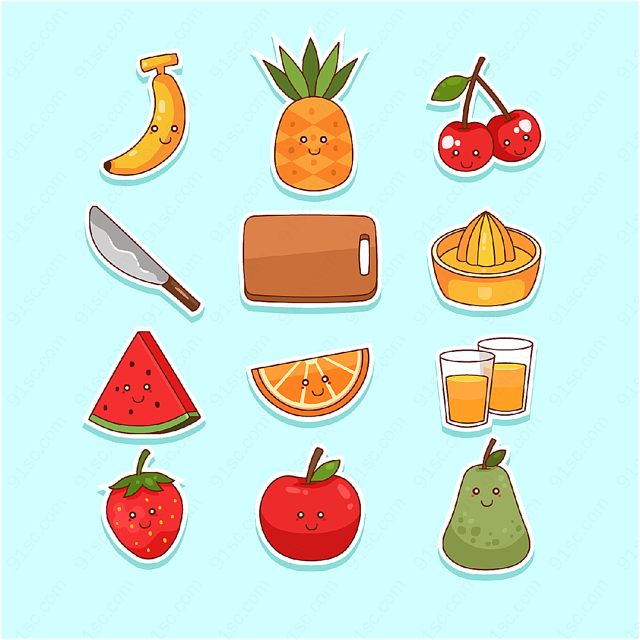 水果和榨汁工具矢量其它食品