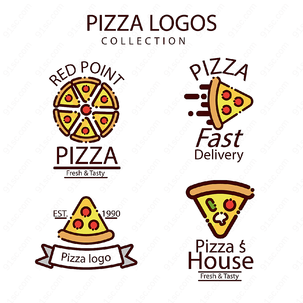 可爱披萨标志矢量矢量logo图形