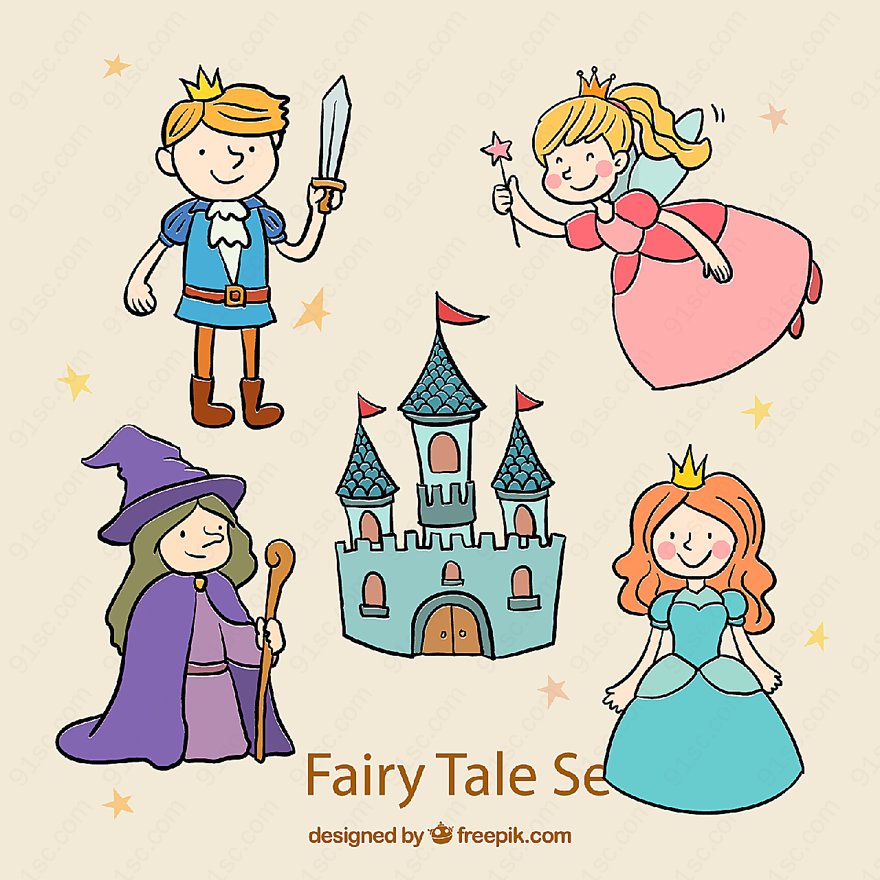 童话人物元素角色角色角色矢量卡通角色