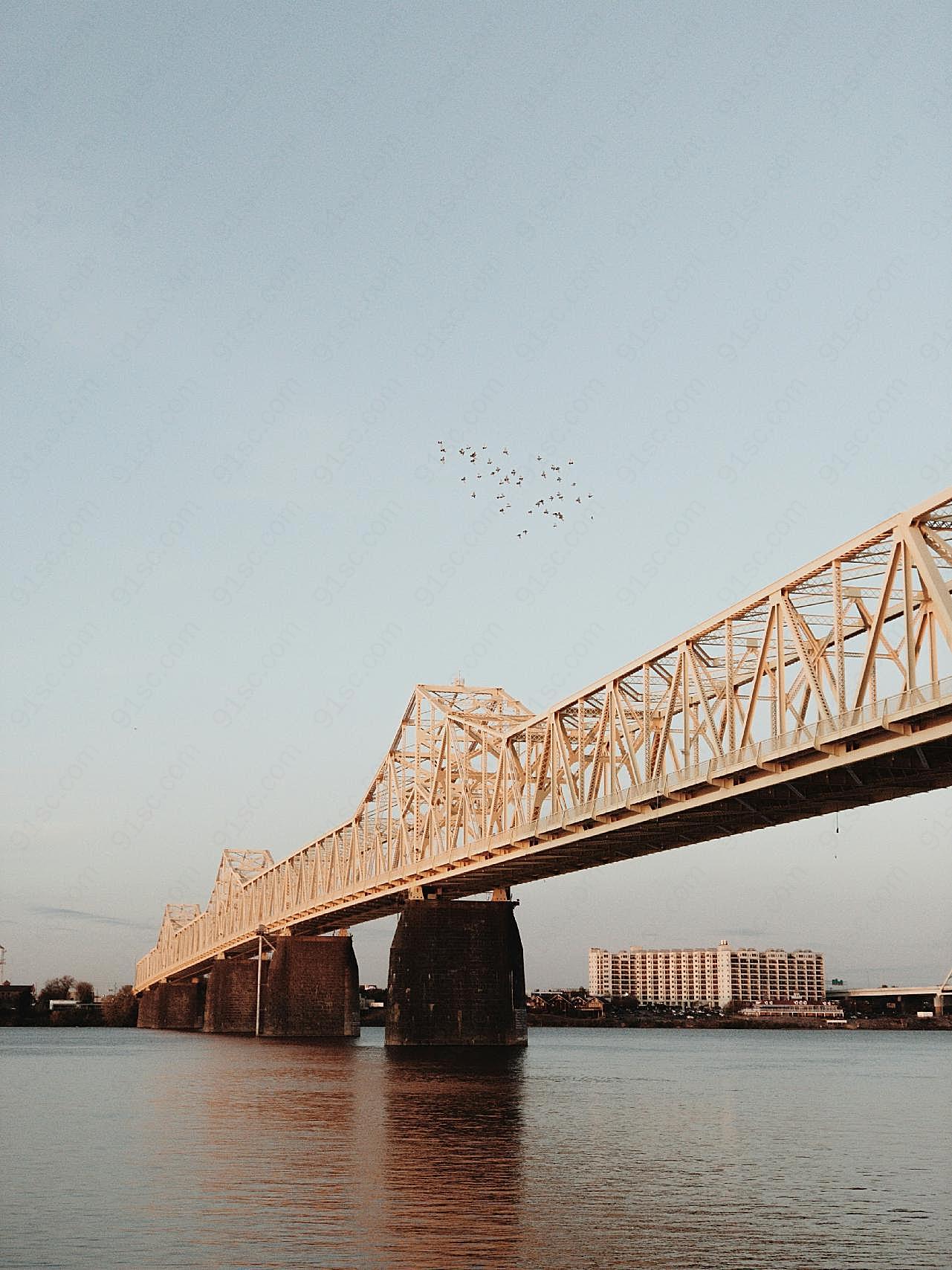 跨海钢铁大桥图片高清建筑