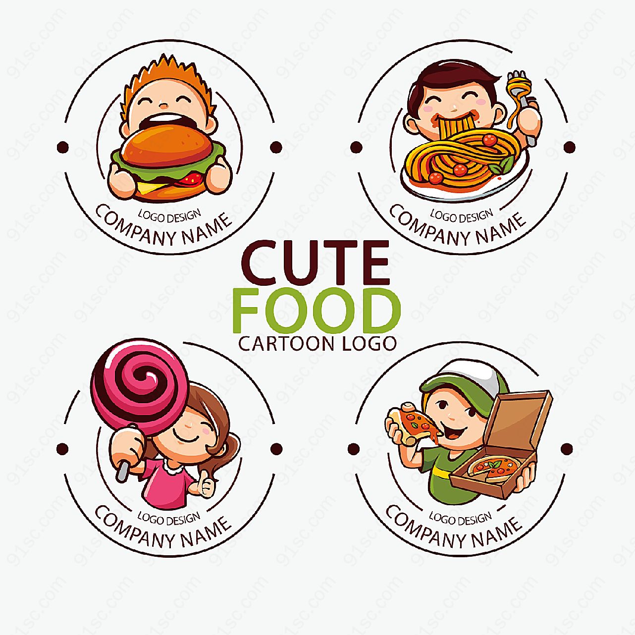 卡通人物餐饮标志矢量logo图形