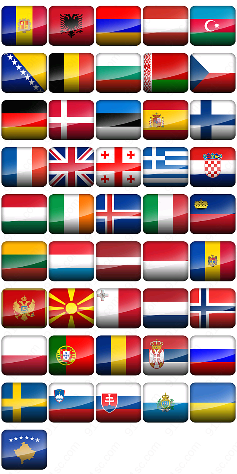 欧洲国家国旗国旗图标