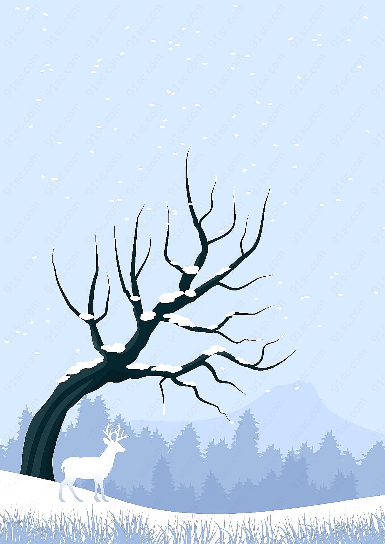 冬雪卡通封面设计图片摄影