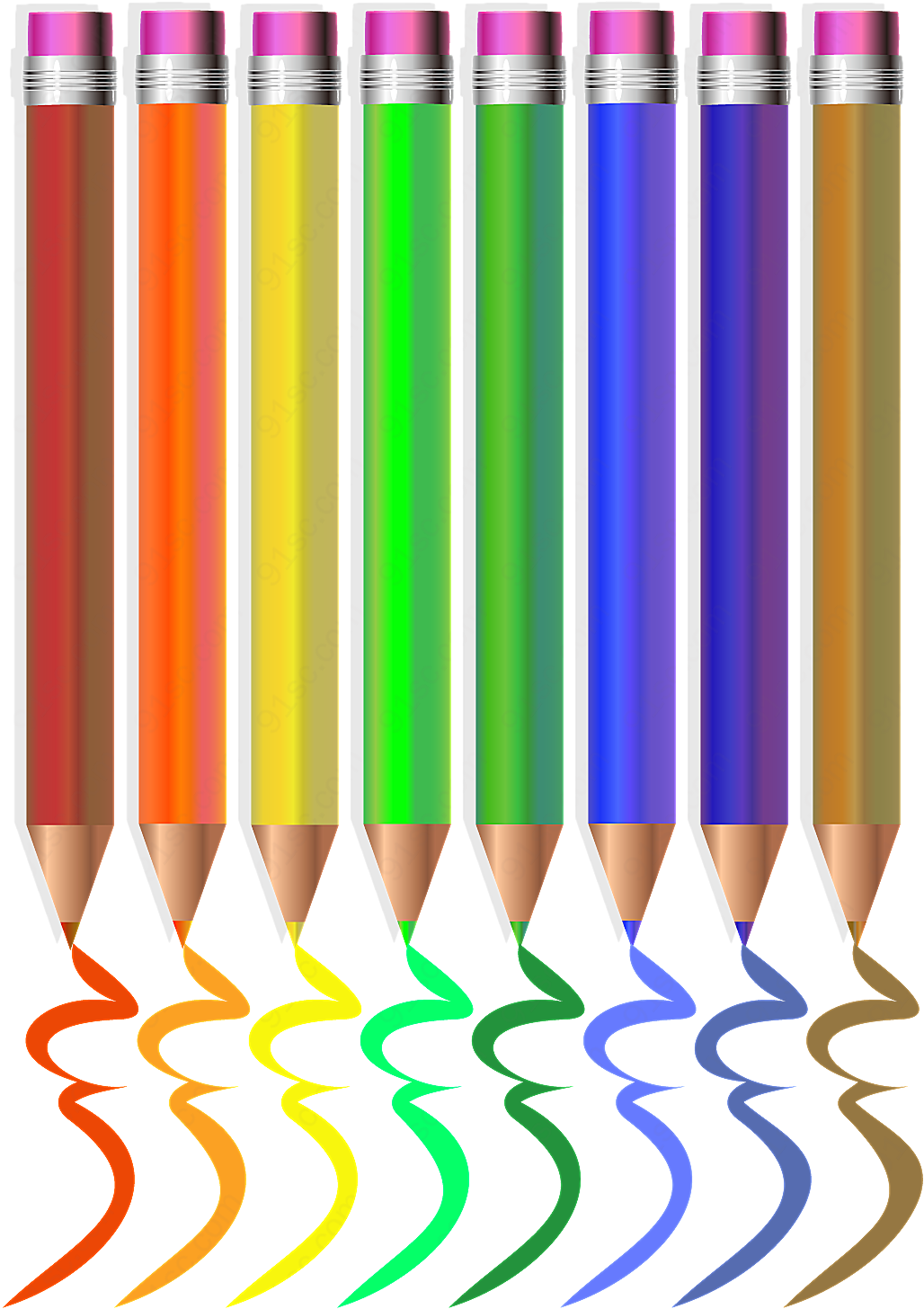 多彩铅笔设计矢量矢量学习用品