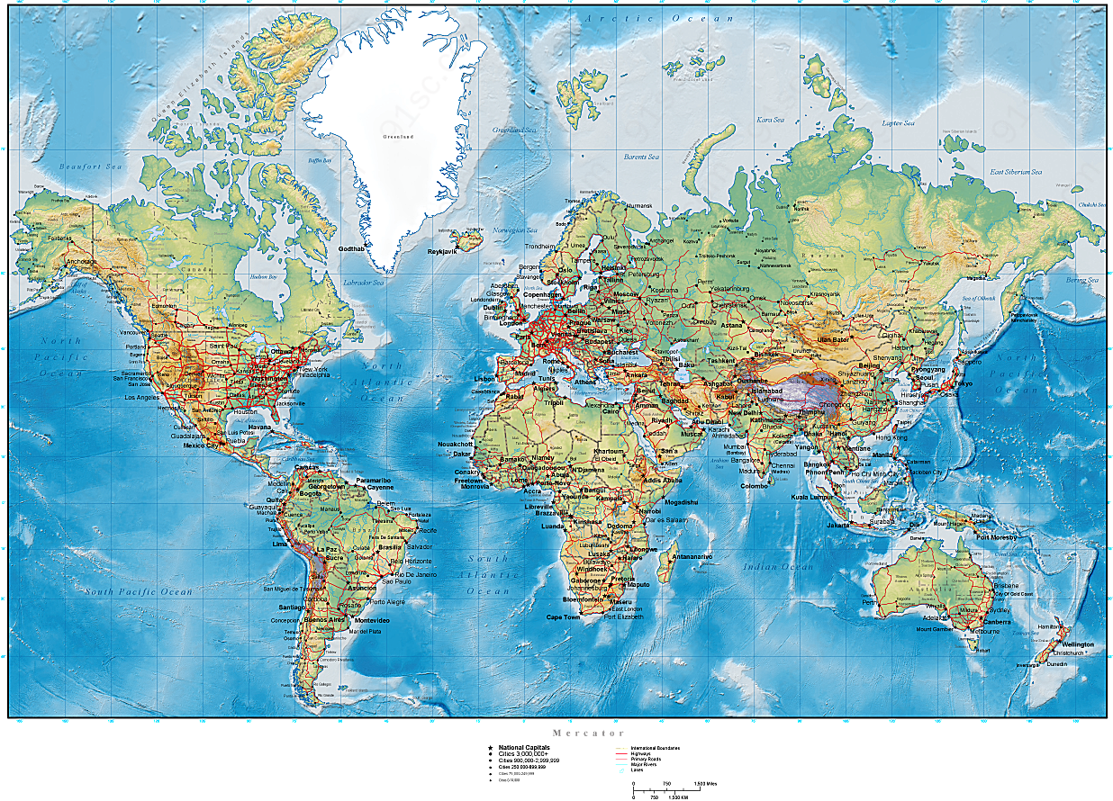山丘世界地图矢量地图