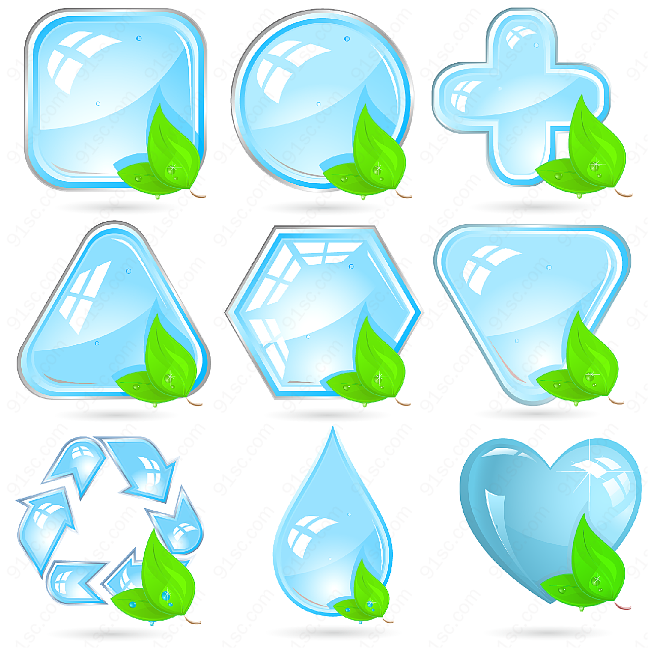 水晶环保图标矢量环保图标