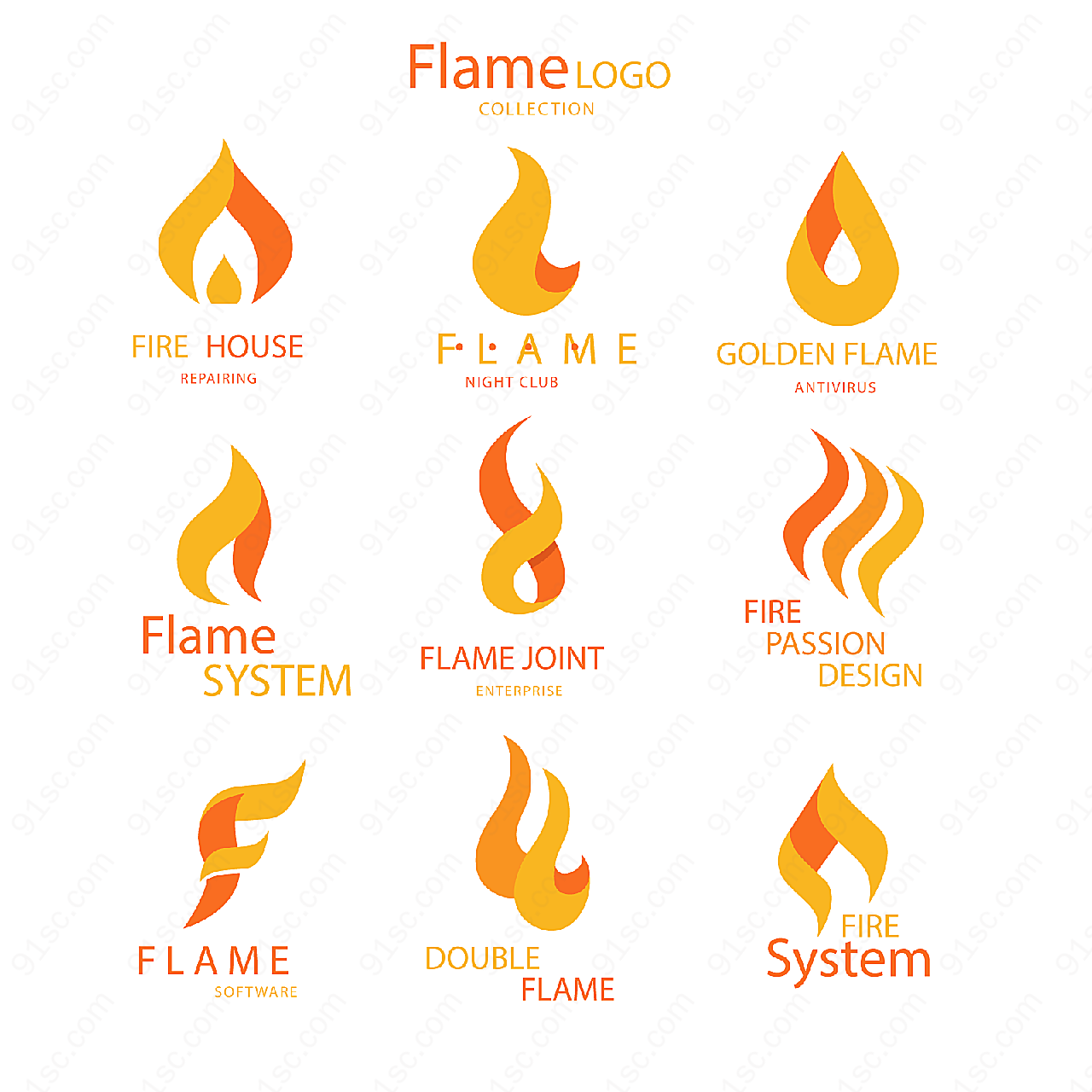 抽象火焰标志矢量logo图形
