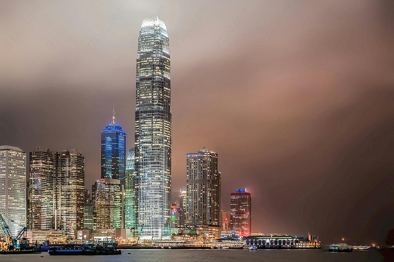香港城市夜景图片建筑摄影
