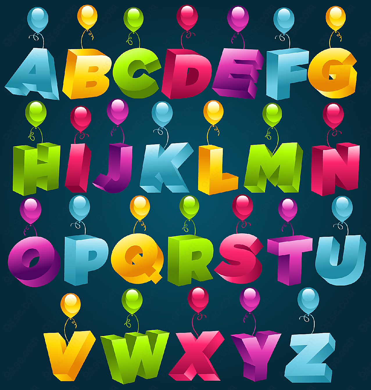 3d立体字母数字矢量艺术字
