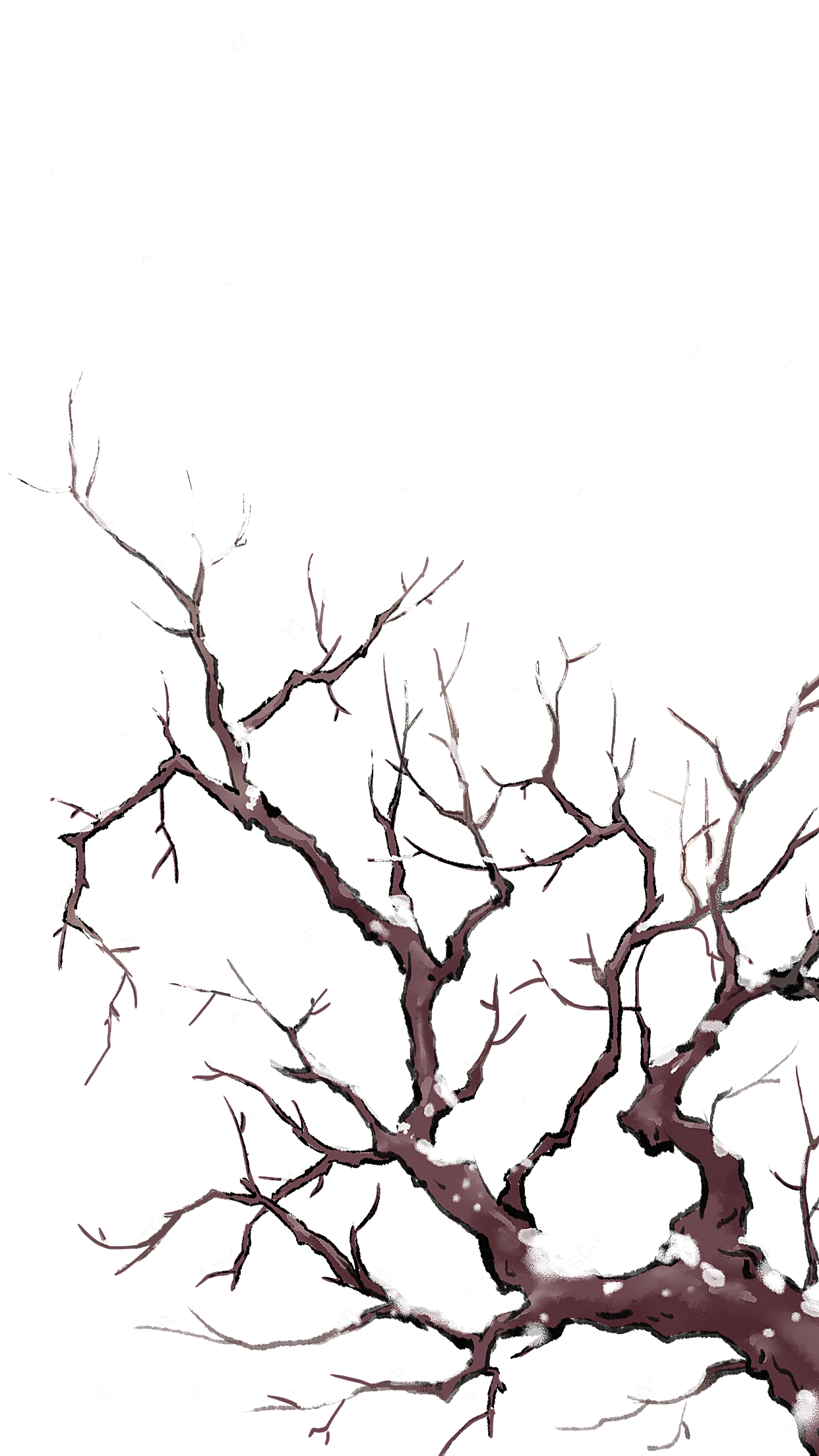 手绘雪天的树枝艺术