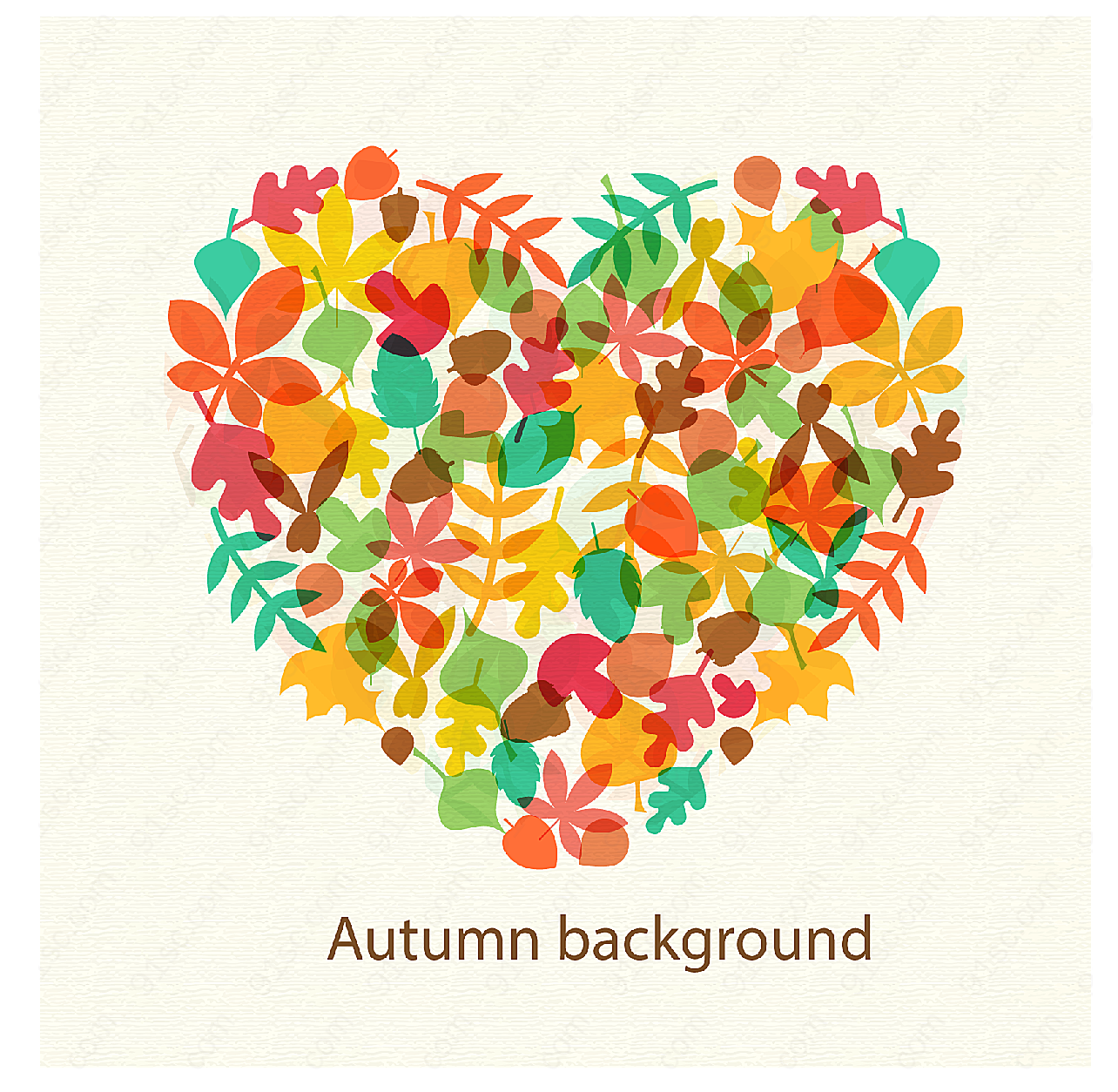 秋季落叶组合爱心矢量图案