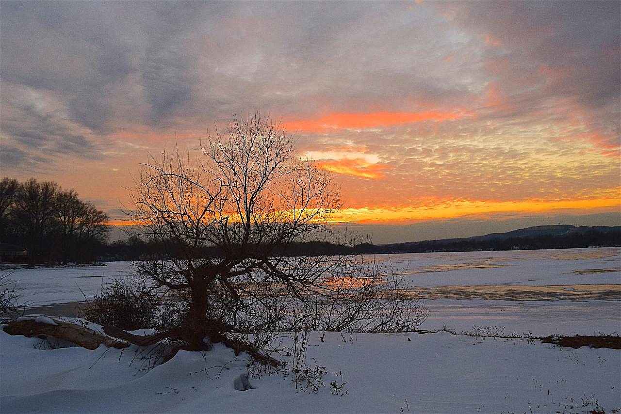 冬天日落景观图片自然