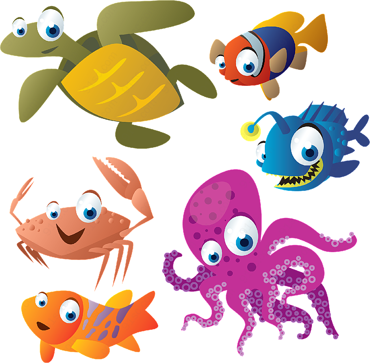 卡通海底生物矢量卡通动物