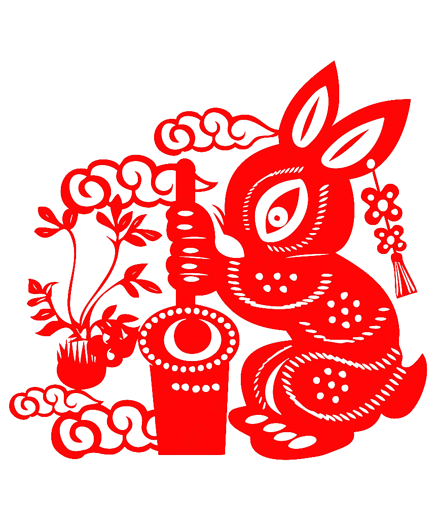 中秋玉兔剪纸节日假日