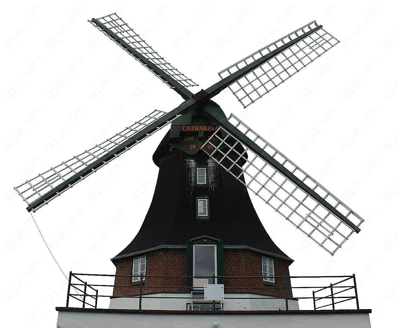 荷兰大风车图片建筑
