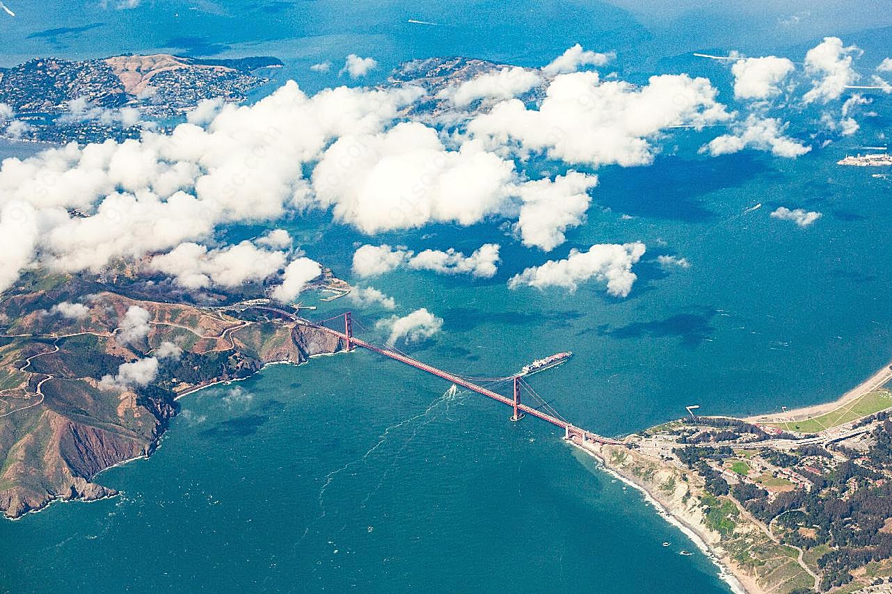 金门大桥航拍唯美风景图片自然