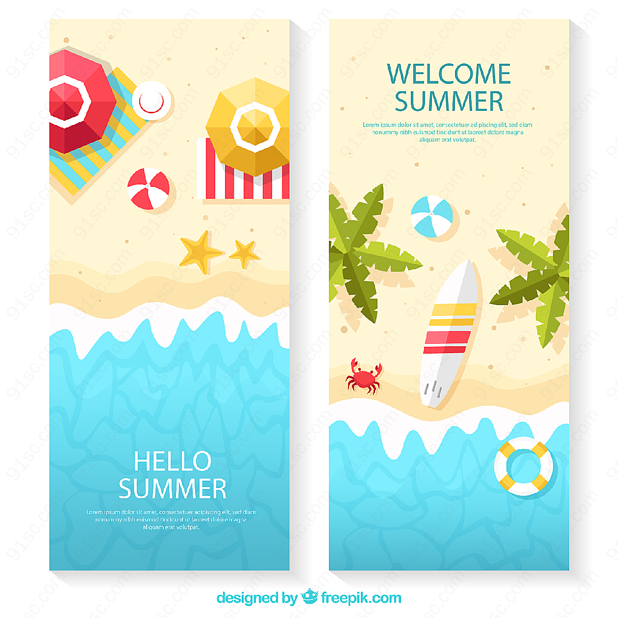 夏季海滩banner平面广告