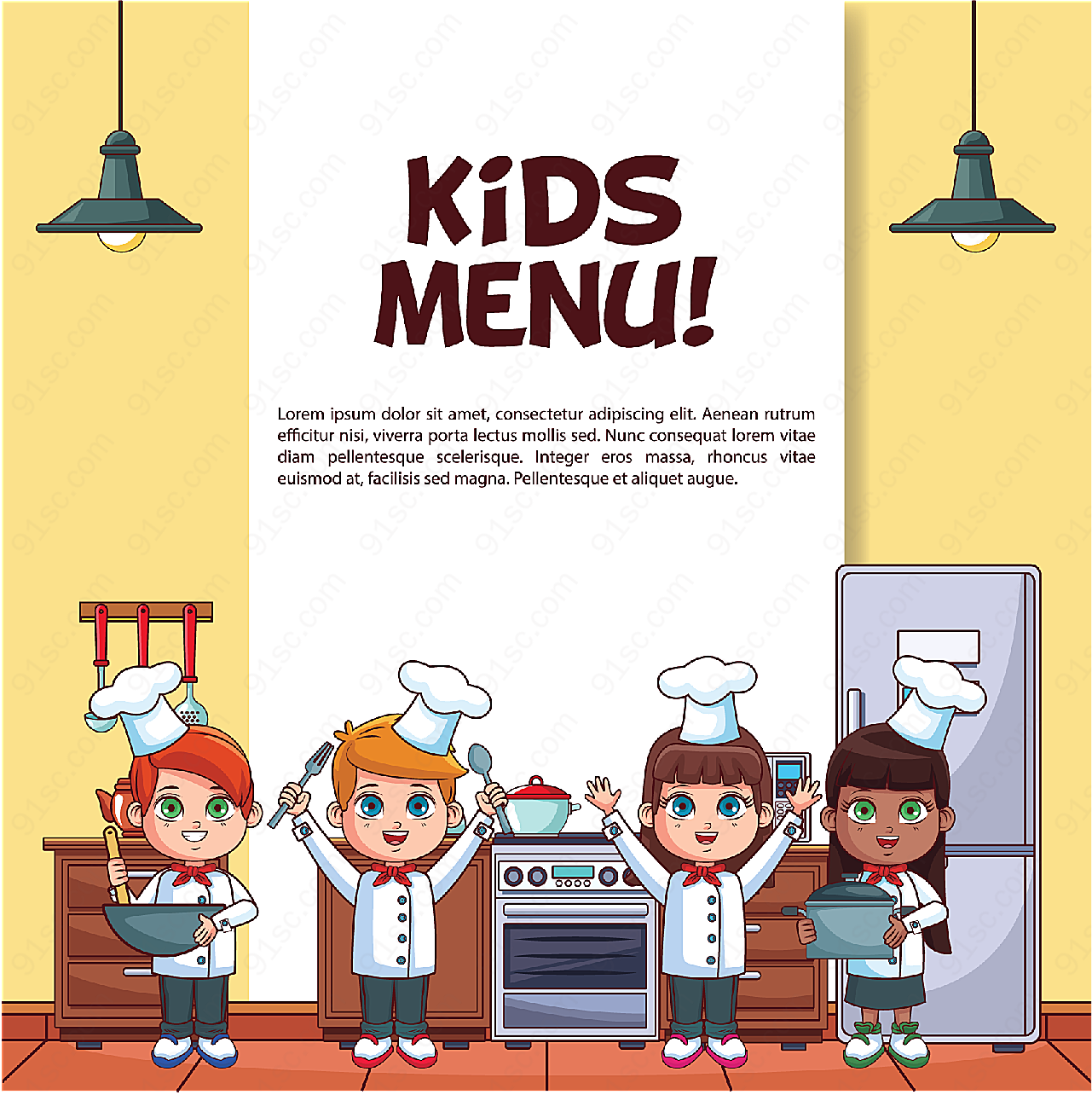 卡通小厨师菜单平面广告