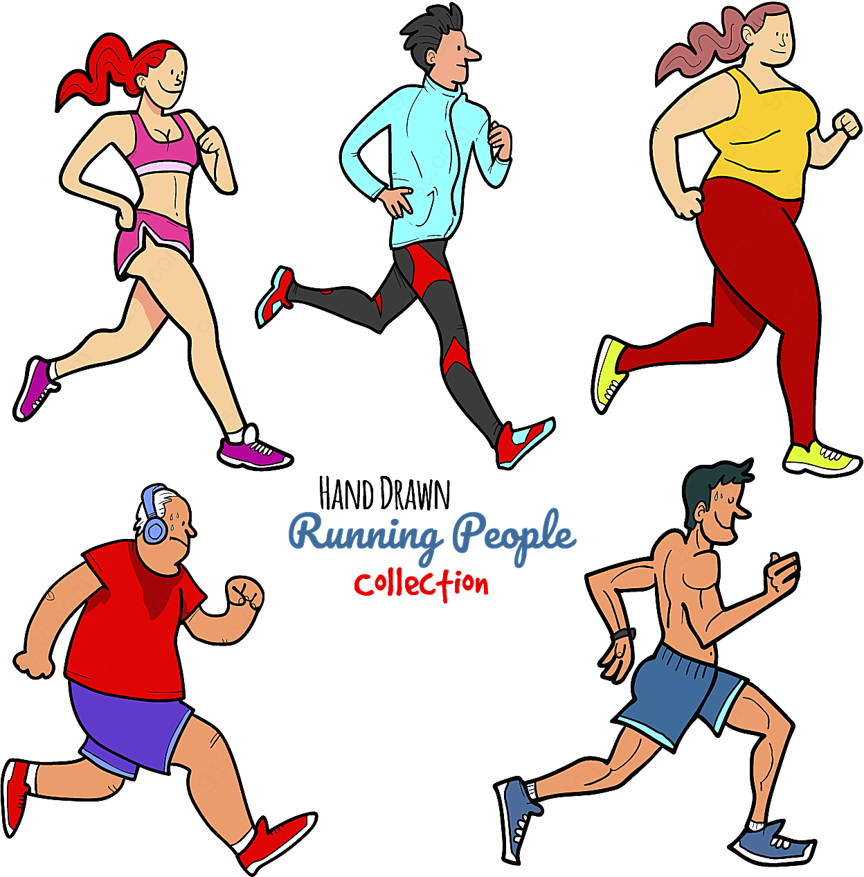 跑步健身人物矢量体育运动