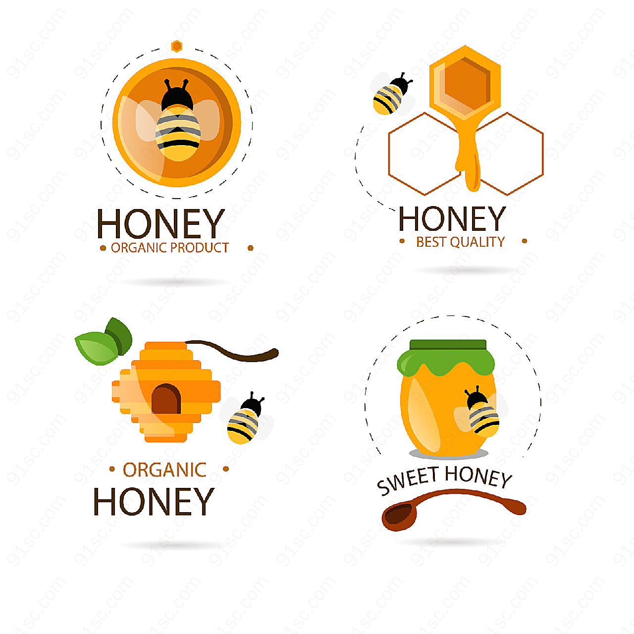 有机蜂蜜标志矢量logo图形