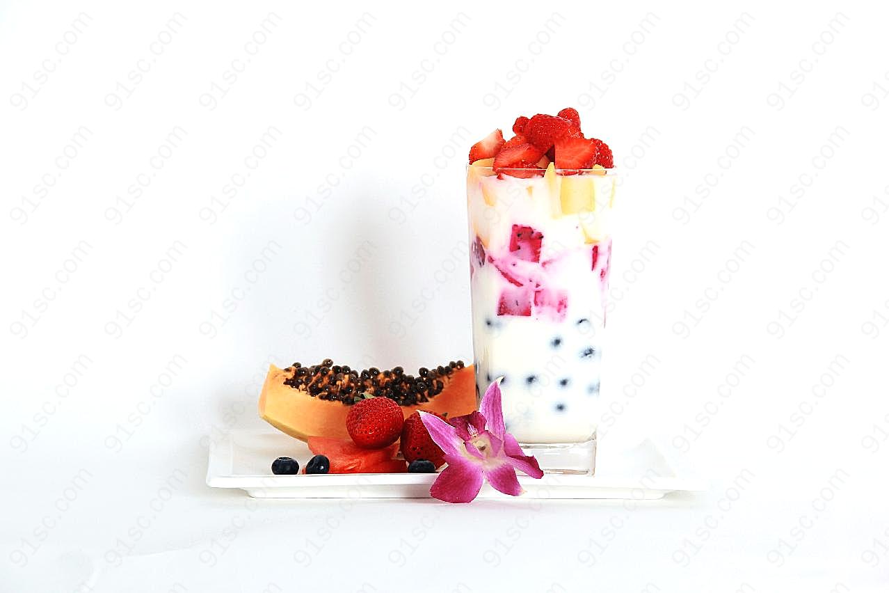 水果酸奶图片美食