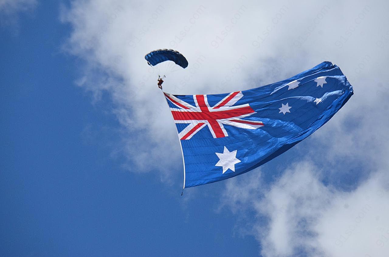澳大利亚旗帜飘扬图片摄影高清