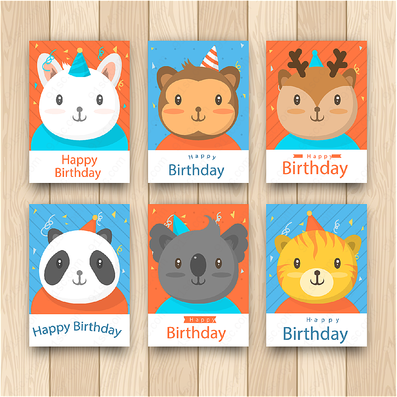 动物生日卡片设计矢量生日