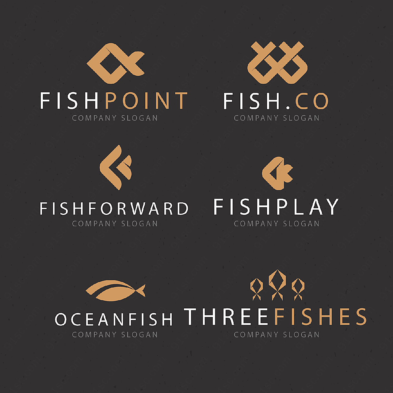 抽象鱼标志矢量logo图形