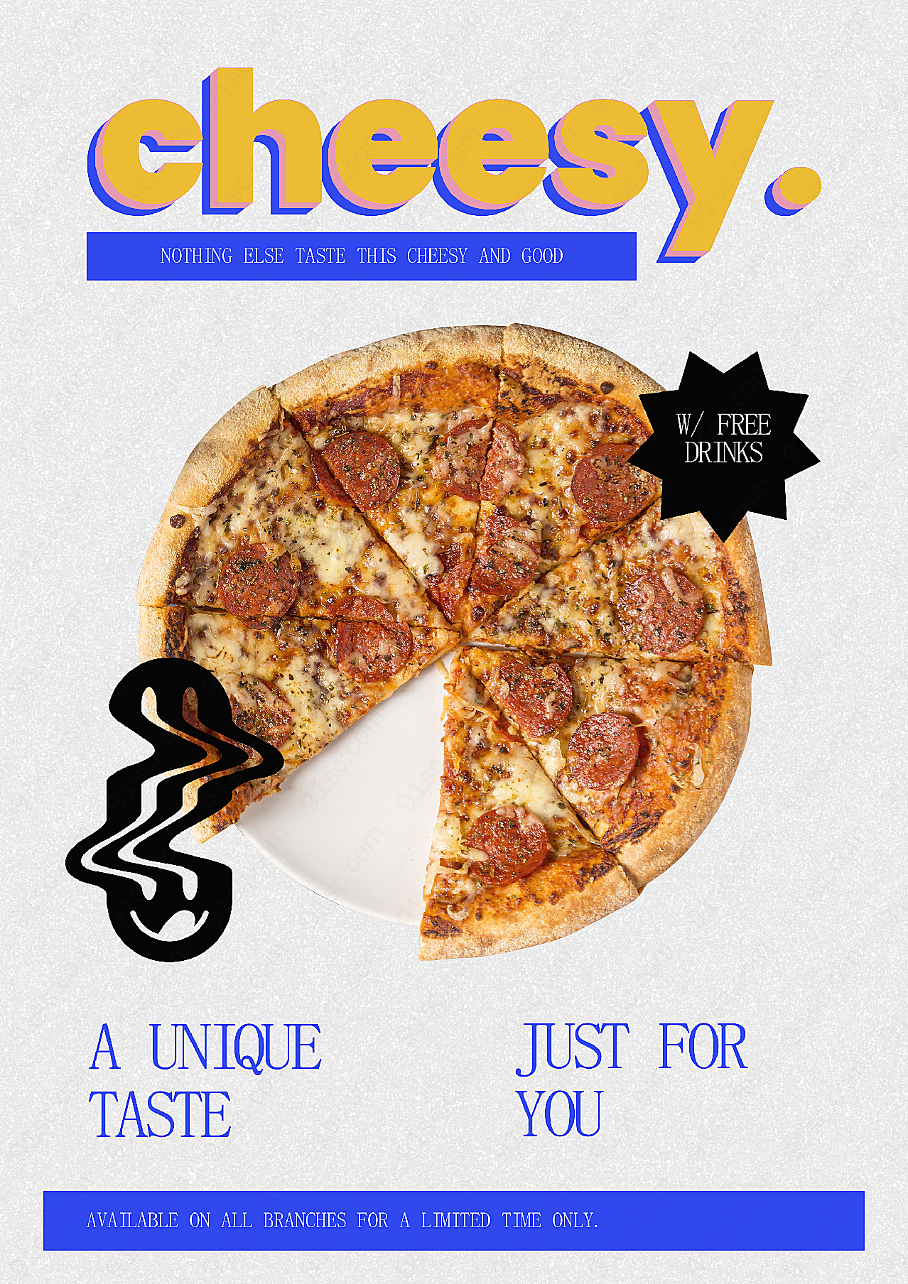 新品奶酪披萨海报广告设计