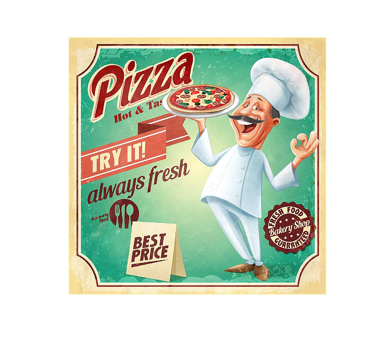 厨师披萨店海报平面广告