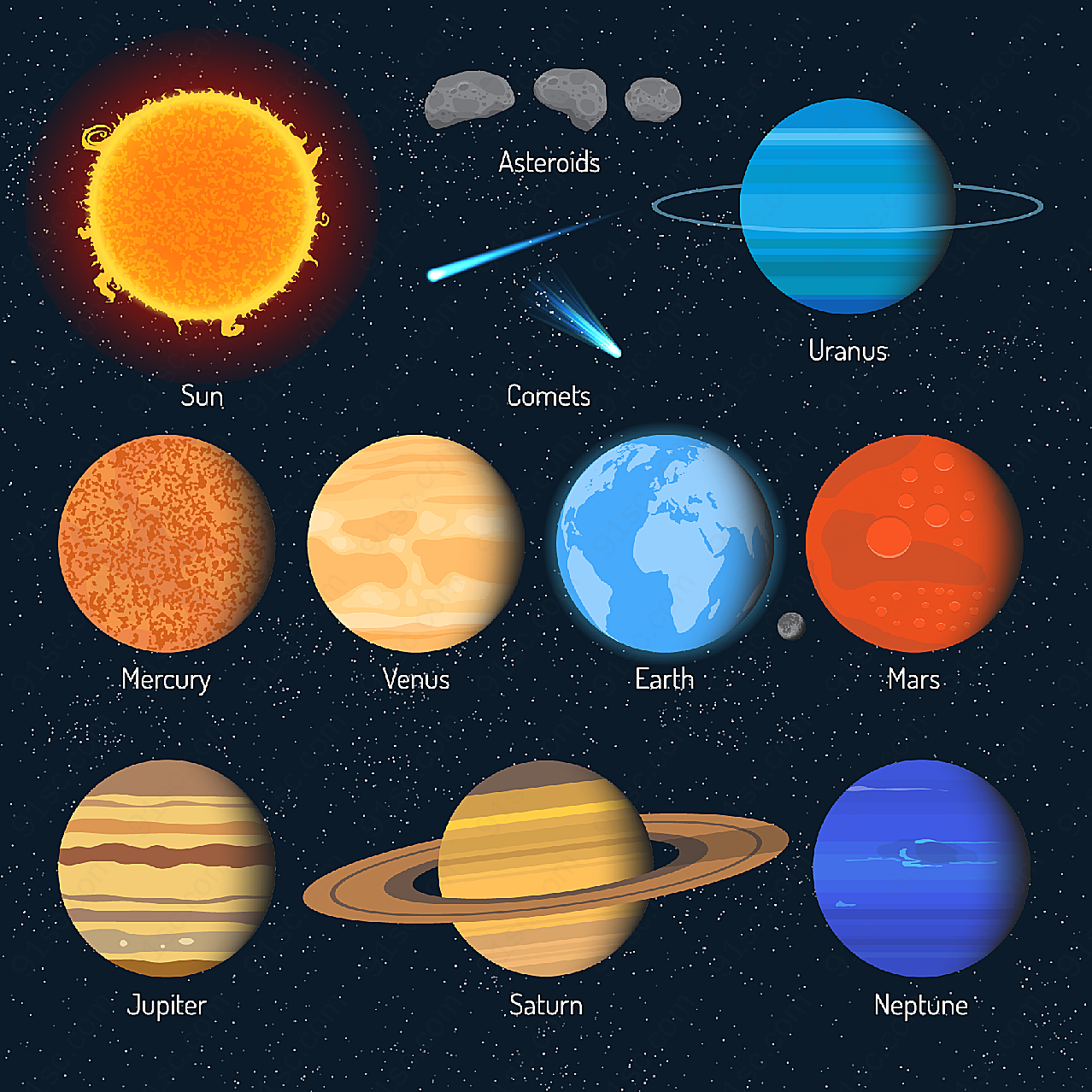 太阳系行星天体矢量科技