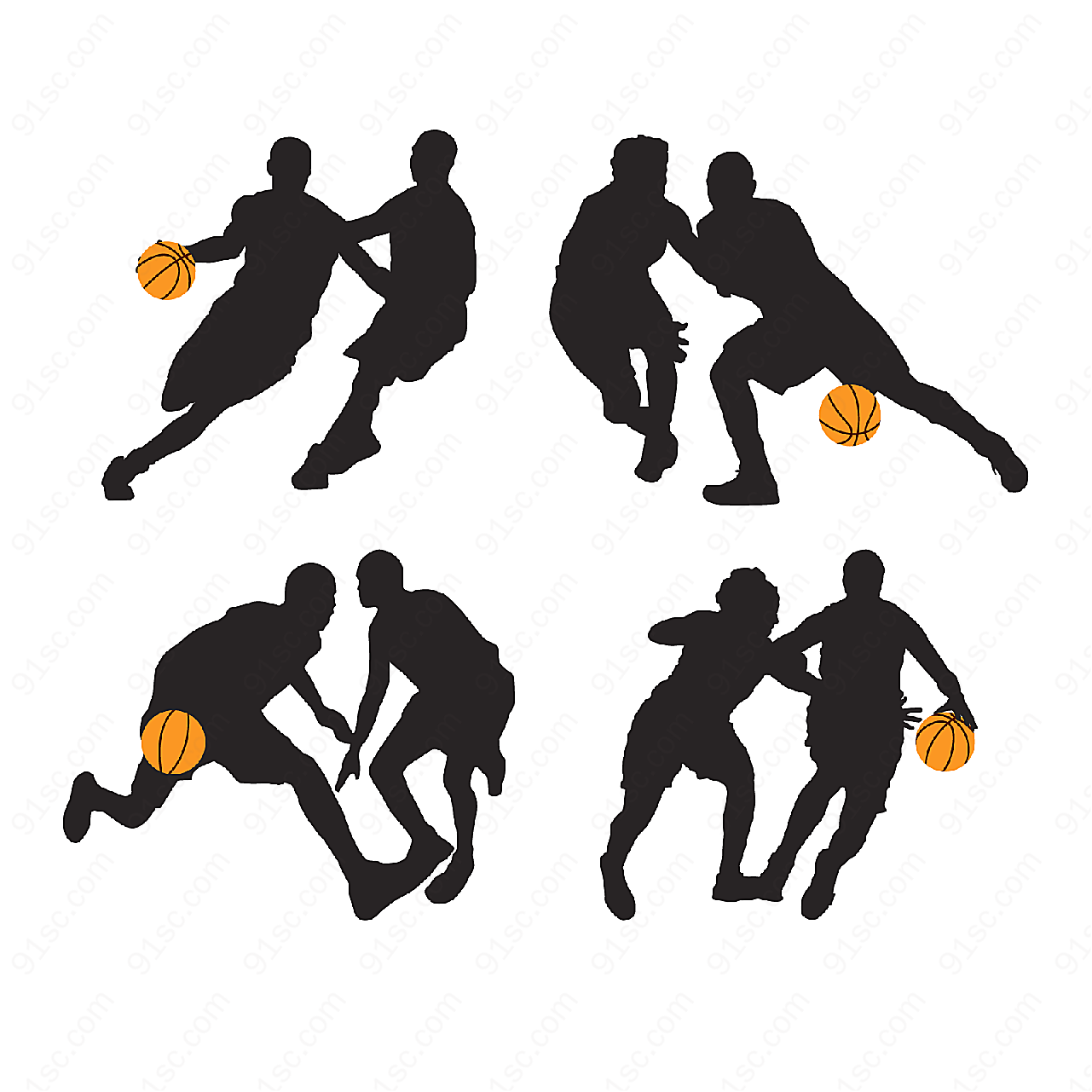 篮球运动人物剪影矢量体育运动