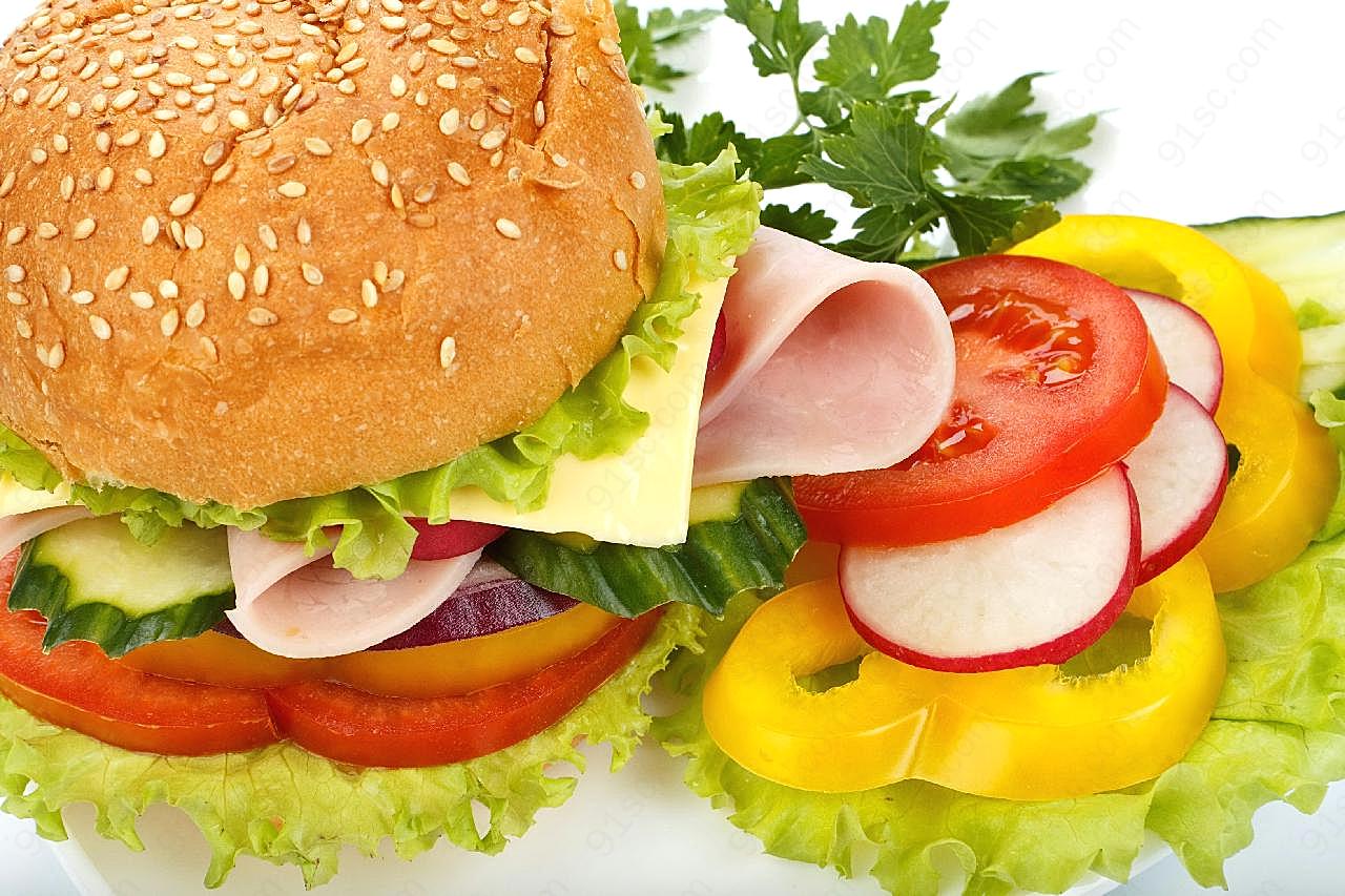 蔬菜汉堡图片食物