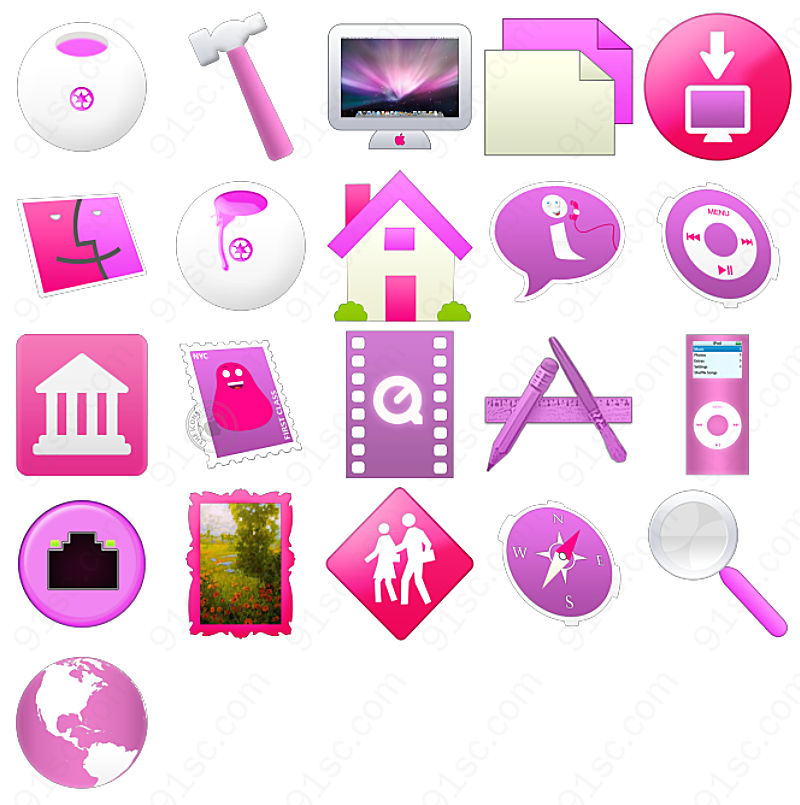 粉红系统电脑桌面系统图标